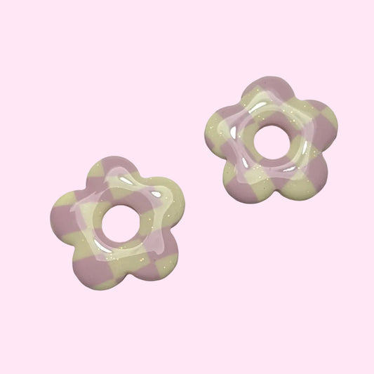 Hana M motif damier rose & jaune pale